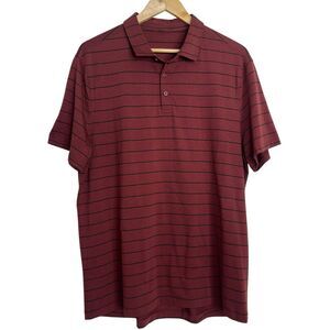 Lululemon Mens Evolution Polo Shirt XL Short Sleeve Slim Striped Red Golf